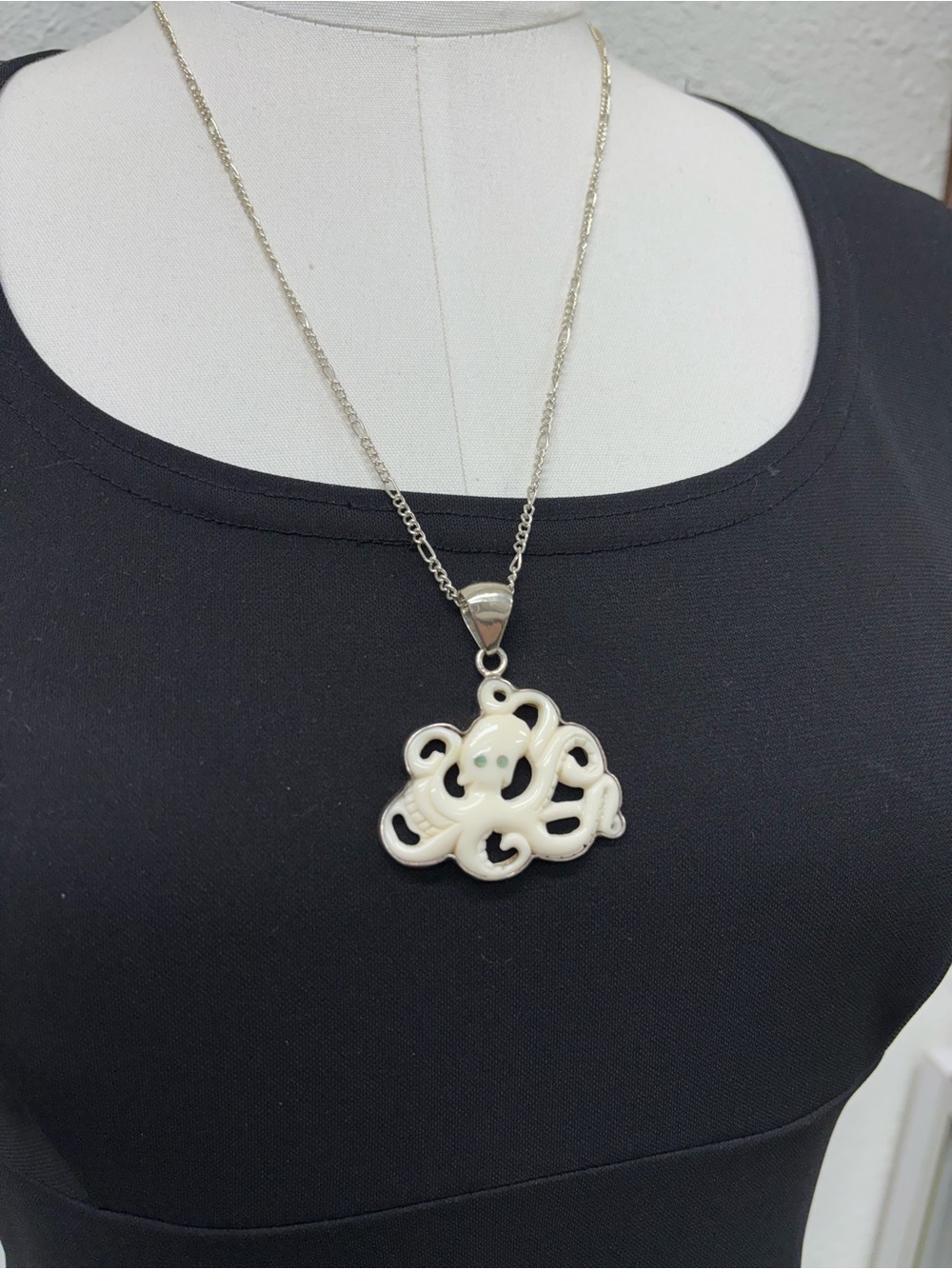 Charles Albert Sterling Silver Abalone Octopus Pendant Necklace